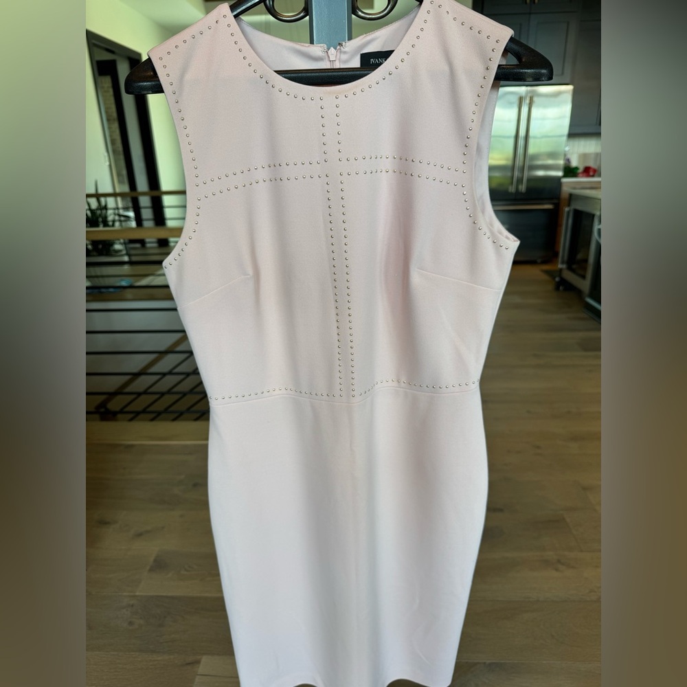 Ivanka Trump Studded Light Pink Midi Dress